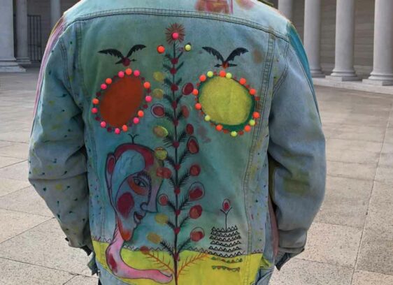 Image provided by Alejandro Salazar PAINTED WEAR Alejandro’s work on a denim jacket.
