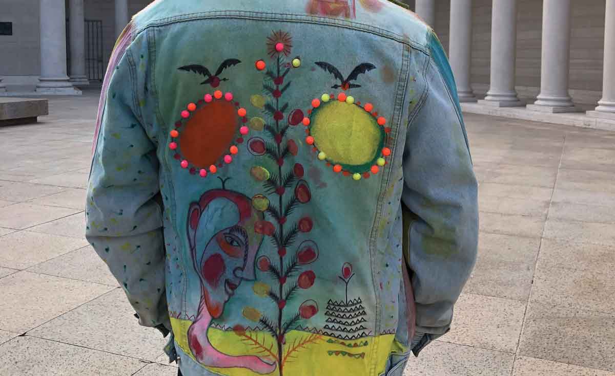 Image provided by Alejandro Salazar PAINTED WEAR Alejandro’s work on a denim jacket.